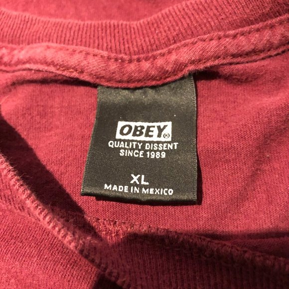 Obey Graphic T-Shirt Maroon Red Size XL - Picture 3 of 7